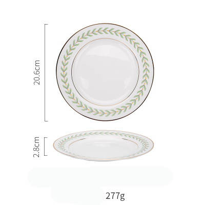KINGLANG nowy liść obręczy złota ceramika płytki talerz hurtownia porcelany ryż salaterka deser ciasto danie: zielony  Plate