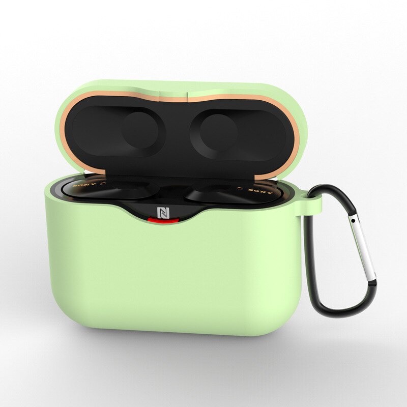 Trådlös bluetooth headsetbox anti-skyddande skal lämplig för sony wf -1000 xm 3 headsettillbehör med krok: Matcha grön