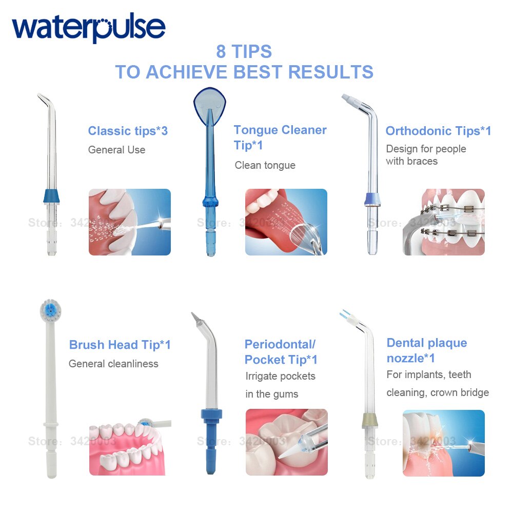 Waterpulse V660 12 pression Oral dentaire Flosser irrigateur V660 eau Pick avec 5 buses outils d'hygiène buccale Irrigation orale