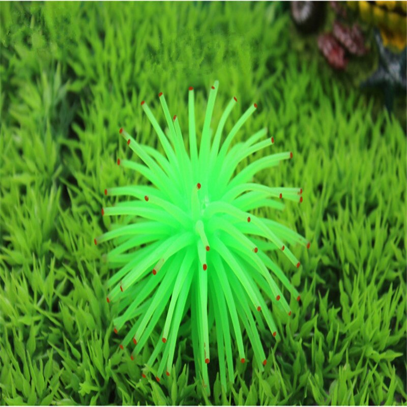 Sucker Coral Aquarium Artificial Coral Plant Glowing Artificial Jellyfishes Underwater Landscape Fish Tank Aquarium Accessories: Green