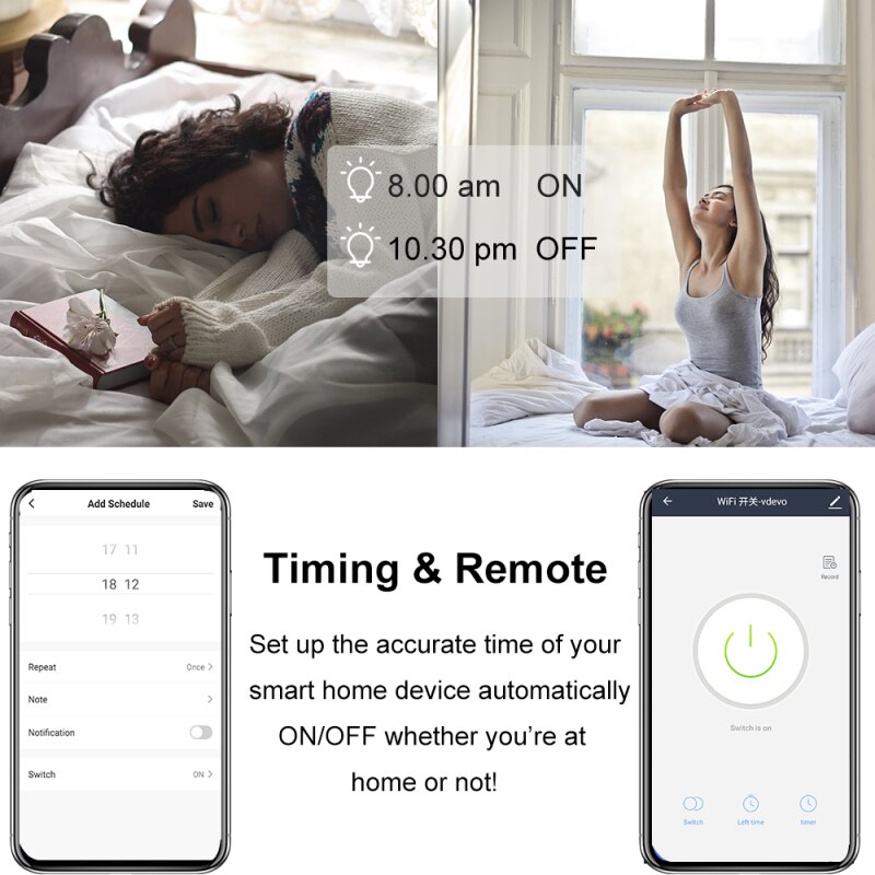 WiFi Smart Switch Smart Life / Tuya APP 1/2 Channel 95-250V WiFi Switch Module With Rail Bracket To Use Google Home With Alexa