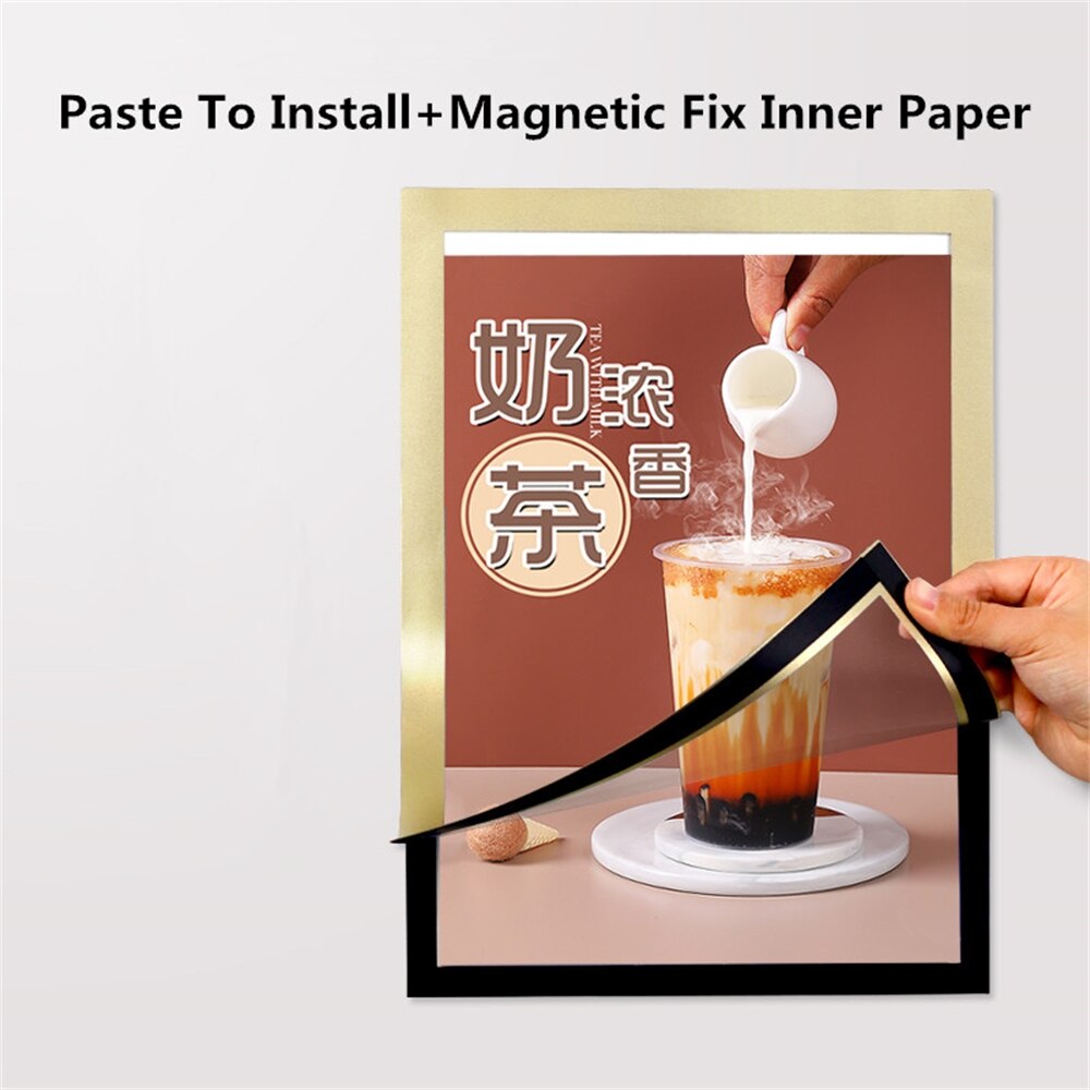 A5 Clear Wall Mounted Self-adhesive Magnetic Document Sign Holder Picture Poster Display Plastic Frame