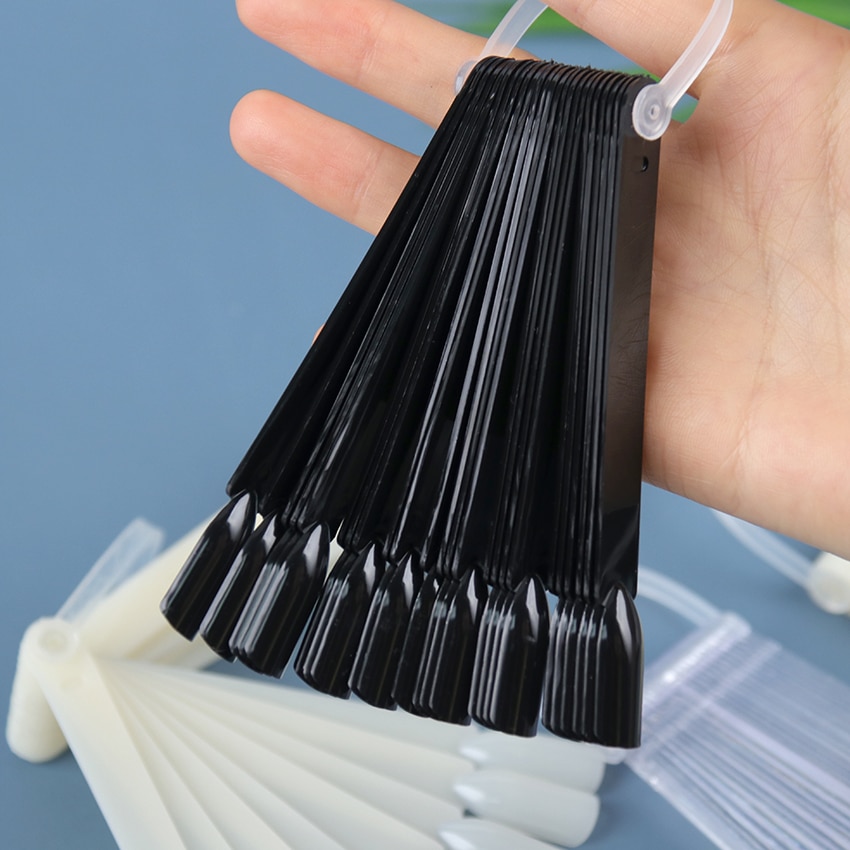 Juego de accesorios para uñas postizas en forma de abanico para práctica de uñas, juego de tarjetas de colores, para estudiantes