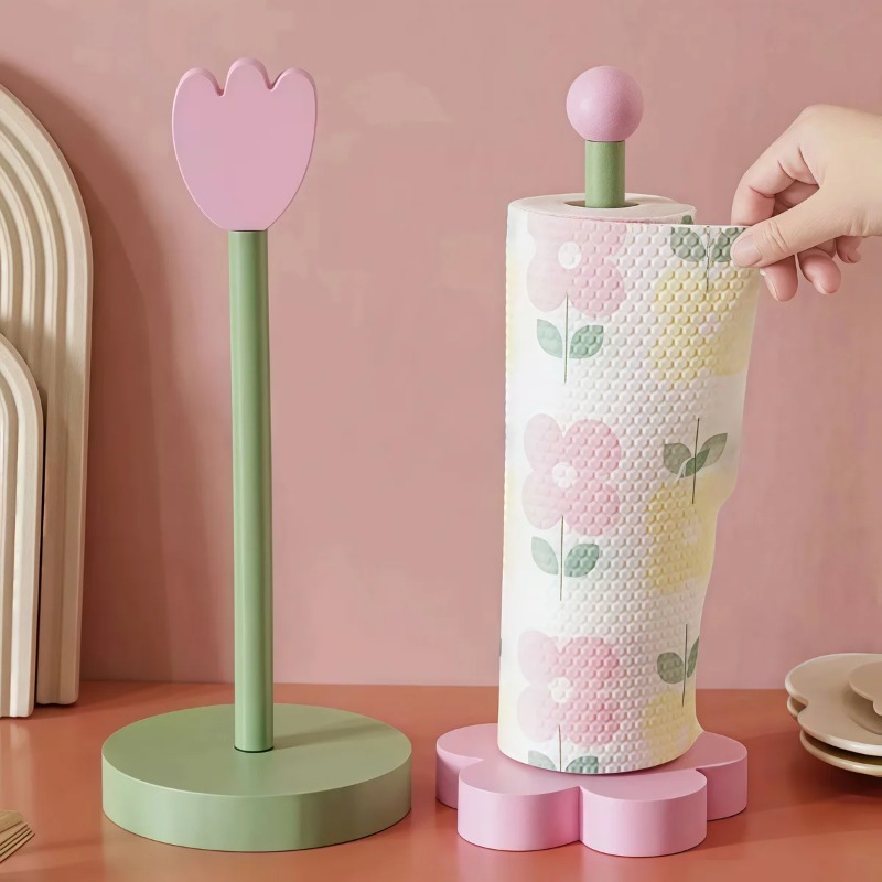 Bathroom Tissue Vertical Stand Paper Towel Storage Holder Wood Paper Towel TulipHolder Kitchen Roll Paper Towel Holder