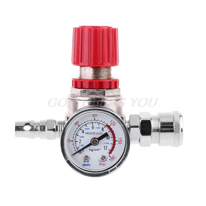 Pressure Regulator Switch Valve Gauge w Male/Female Connector for Air Compressor