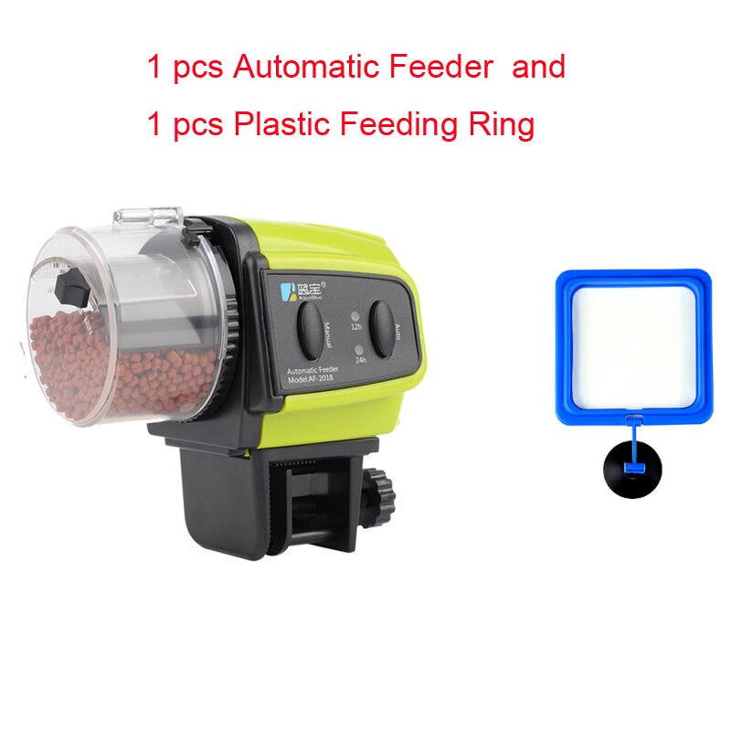 Digital LCD Automatic Aquarium Fish Feeder Fish Tank Timing Food Feeding Device Automatic Feeder For Fish Shrimp Turtle: Feeder and Ring
