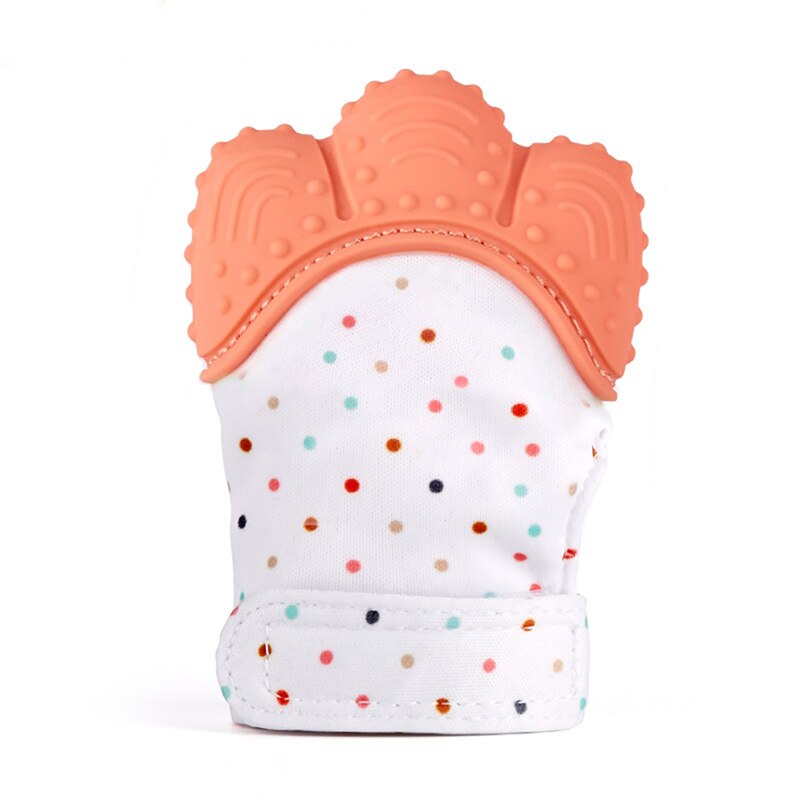 Newborns Safe Silicone Baby Gloves Baby Stuff Mitt Teething Candy Wrapper Sound Teether Mittens For Children Gloves: orange