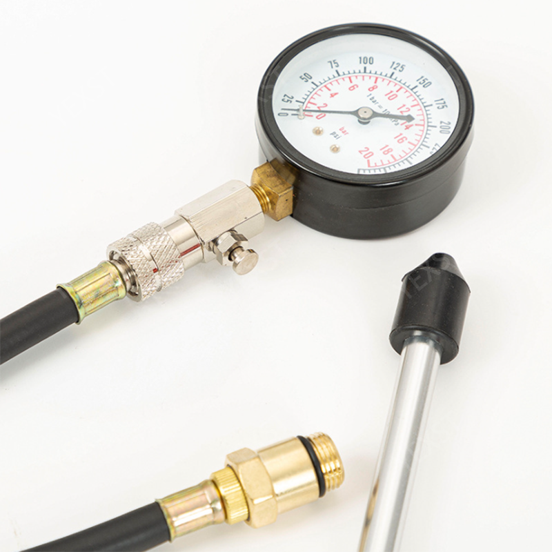 0-300Psi 21kg/cm 21bar 2100kpa Petrol Engine Compression Tester Set Easy-Reading 1/2" Dia Gauge with 14mm/18mm Adapter &amp; 6" Stem
