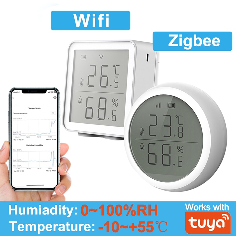 Working With TuYa Smart Life/Alexa Google Home WiFi/ZigBee Temperature And Humidity Sensor With LED Screen Display