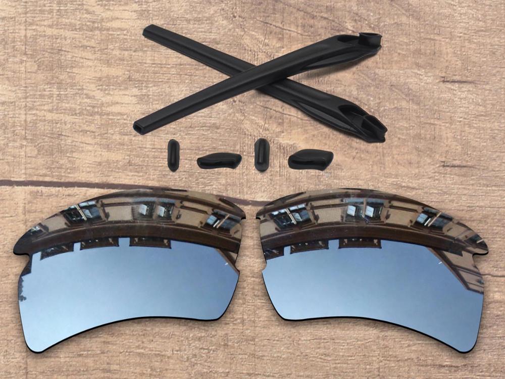 Vonxyz 20 + opções de cores polarizadas lentes de substituição & nariz almofadas orelha meias de borracha kit para-oakley flak 2.0 xl oo9188 quadro: Chrome Mirror