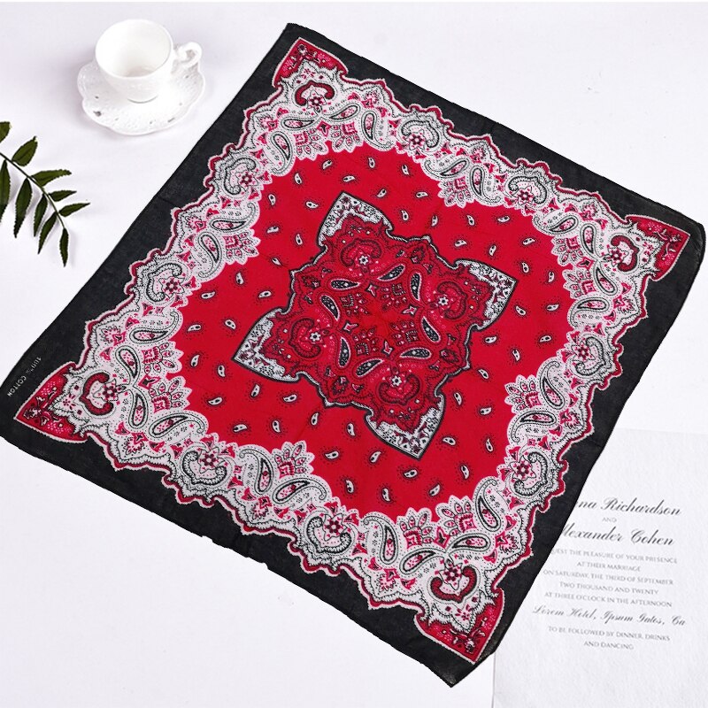 Bufanda tipo pañuelo de colores para mujer, pañuelo cuadrado Vintage con rosas, Bandanas rojas, estilo