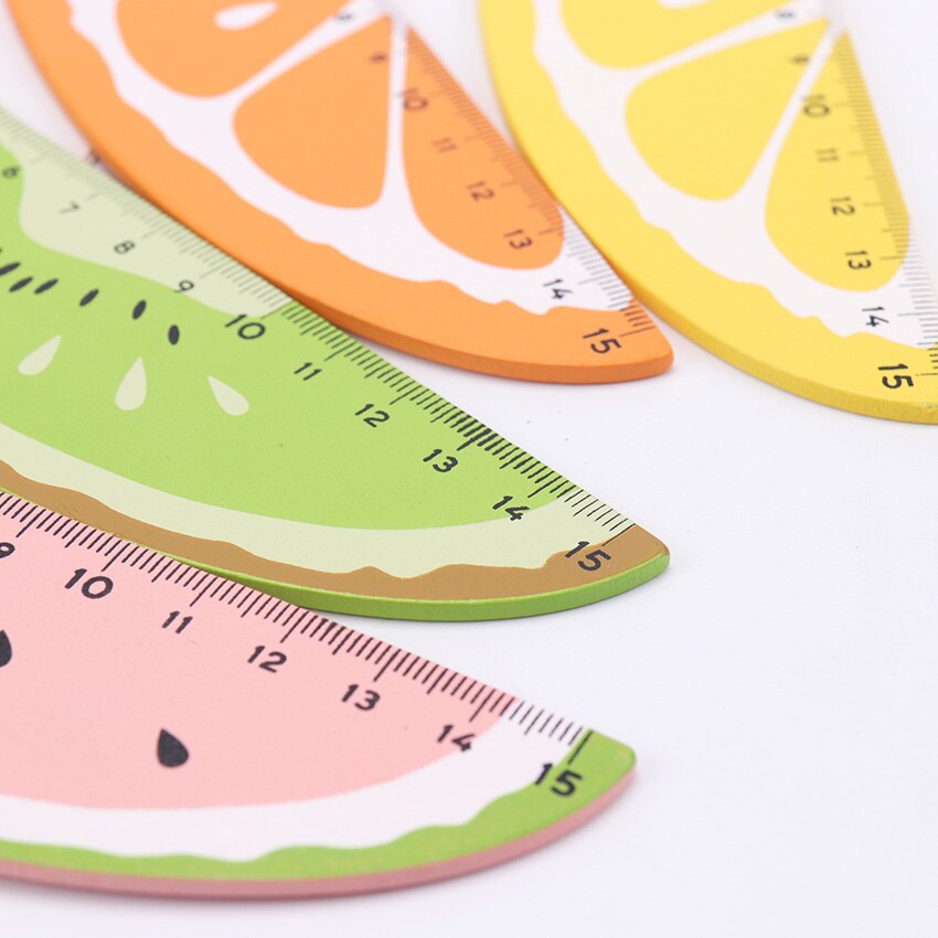 15cm Fruit Straight Ruler Wooden Kawaii Tools Stationery Drawing for Kids Office School Supplies