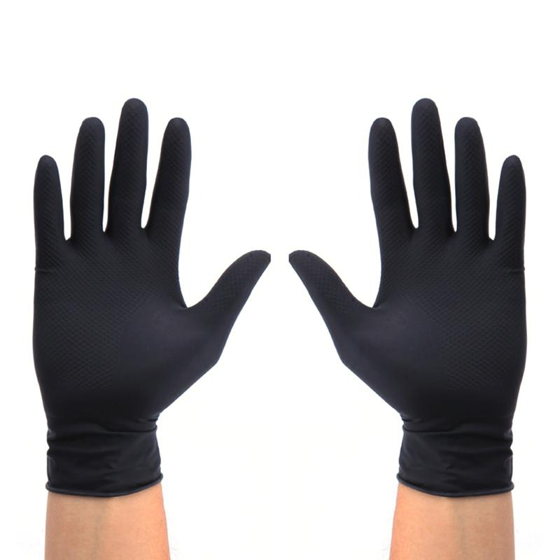Luvas de látex reutilizáveis, luvas de segurança para salão de cabeleireiro, luva de látex reutilizável, cor de cabelo para salão de beleza, tamanho médio (preto), com 10 peças