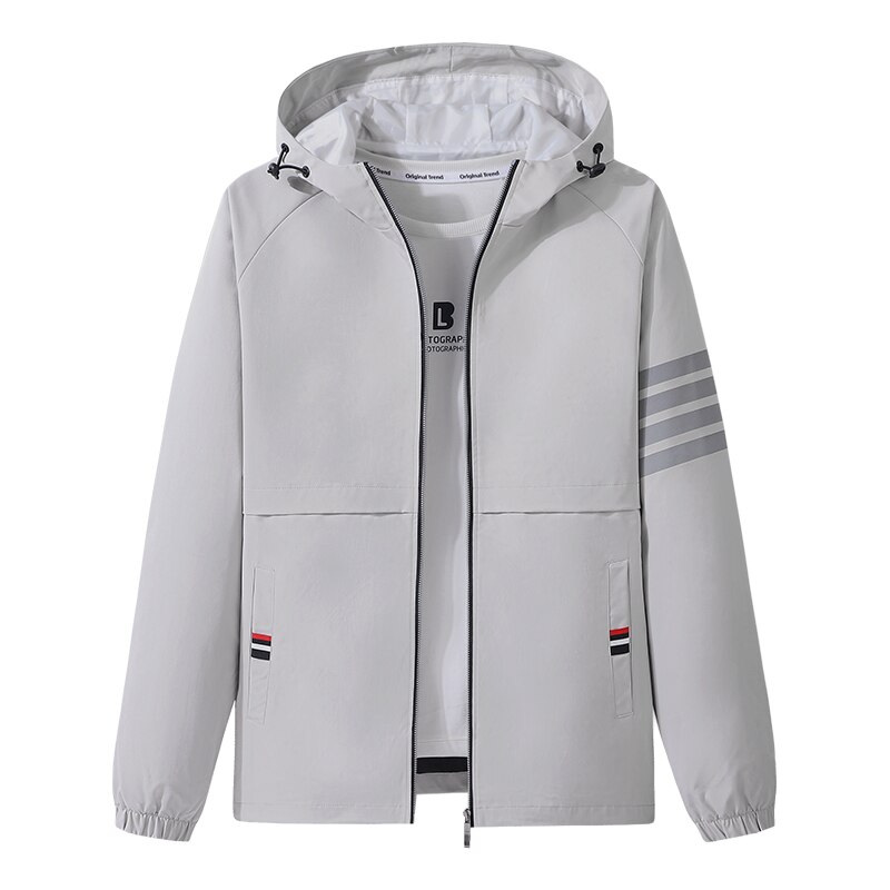 Lente Outdoor Jas Waterdicht Dunne Trekking Jas Herfst Uitloper Windjack Rits Kapmantel Slanke Jas Heren Jassen: GRAY / Xxxl