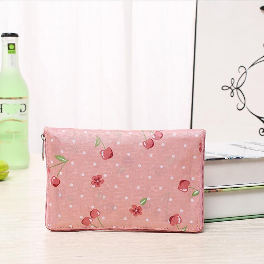 Eco Vriendelijke Opvouwbare Boodschappentas Vrouwen Handtassen Waterdichte Opvouwbare Herbruikbare Huishoudelijke Tassen Opbergzakken: pink Cherry