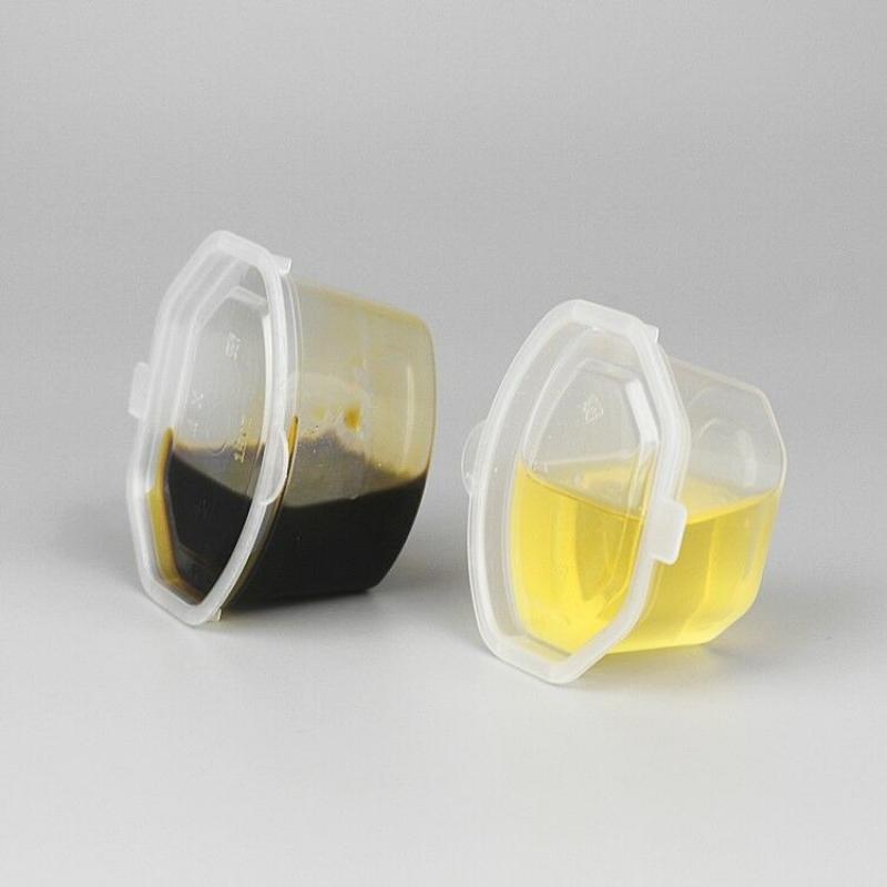 25 stk. bærbare engangsplastiksaucekopper til opbevaring af mad, klare æsker med låg, klar mad, lille sovs, 25ml/50ml/75ml stk.