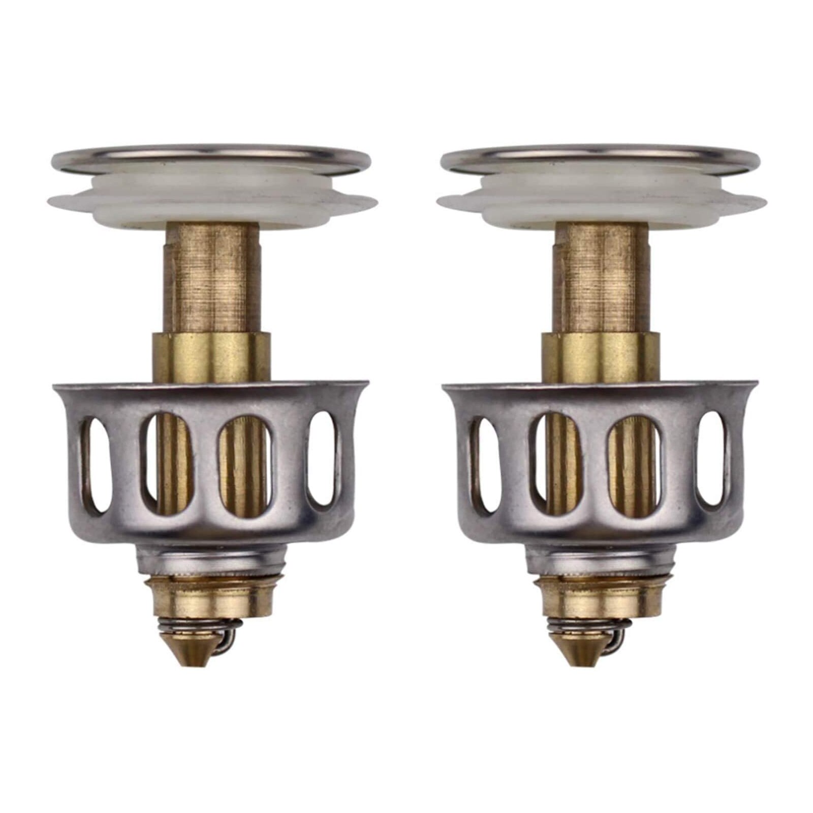 Universal Wash Basin Bounce Drain Filter Up Bathroom Sink Drain Plug With Basket Sink Drain Stopper Kitchen Sink Strainer: Black Nickel