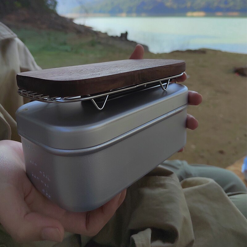 Lunchbox Draagbare Aluminium Camping Servies Outdoor Gear Voor Reizen Keuken Kookgerei Pot Wandelen Apparatuur Koken Set Levert