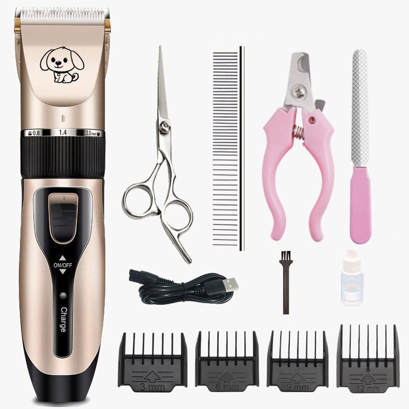 Elektrische Pet Clipper Hond Tondeuses Voor Huisdier/Kat/Hond/Konijn Grooming Haircut Trimmer Scheerapparaat Set Huisdieren draadloze Oplaadbare: Set meal A05