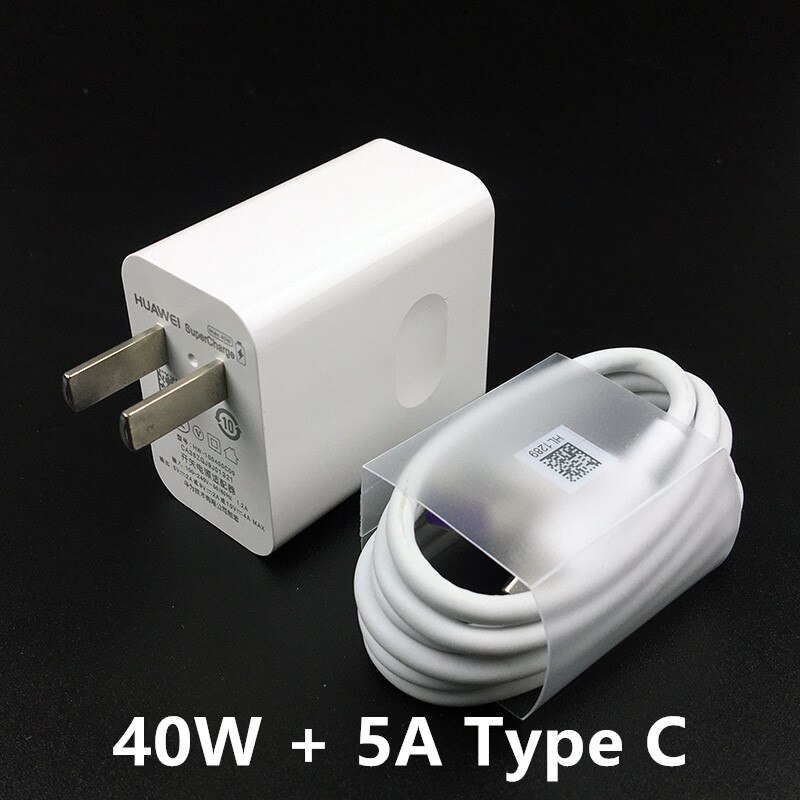 Huawei-cargador P40 PRO Original, 40W, 22,5 W, supercarga, Cable USB C, Huawei p30 pro, p40 lite, nova 5t, 6, 7i, mate 20x, xs, mate 30 pro: 40W US Charger set