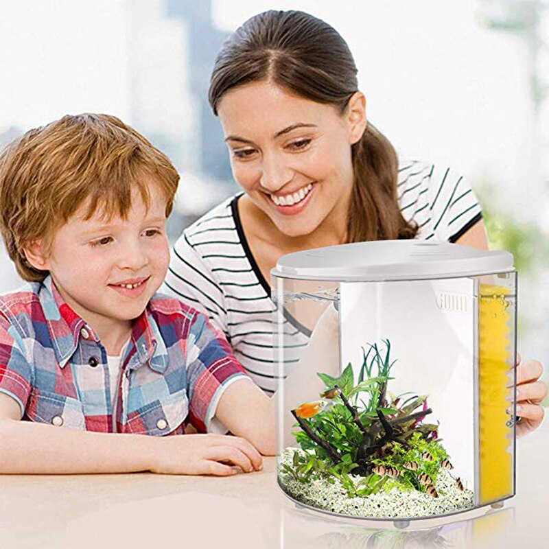 Mini Aquarium demi-lune USB , Mini Aquarium Transparent à faible puissance et haute luminosité, de bureau