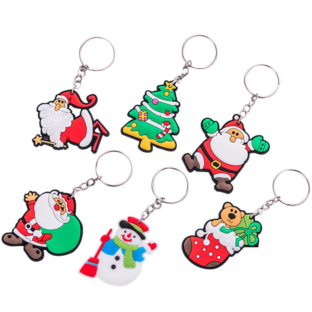12 stuks cartoon kerstman sleutelhanger kerstboom sleutelhanger hangende hanger decoratie (willekeurige stijl)