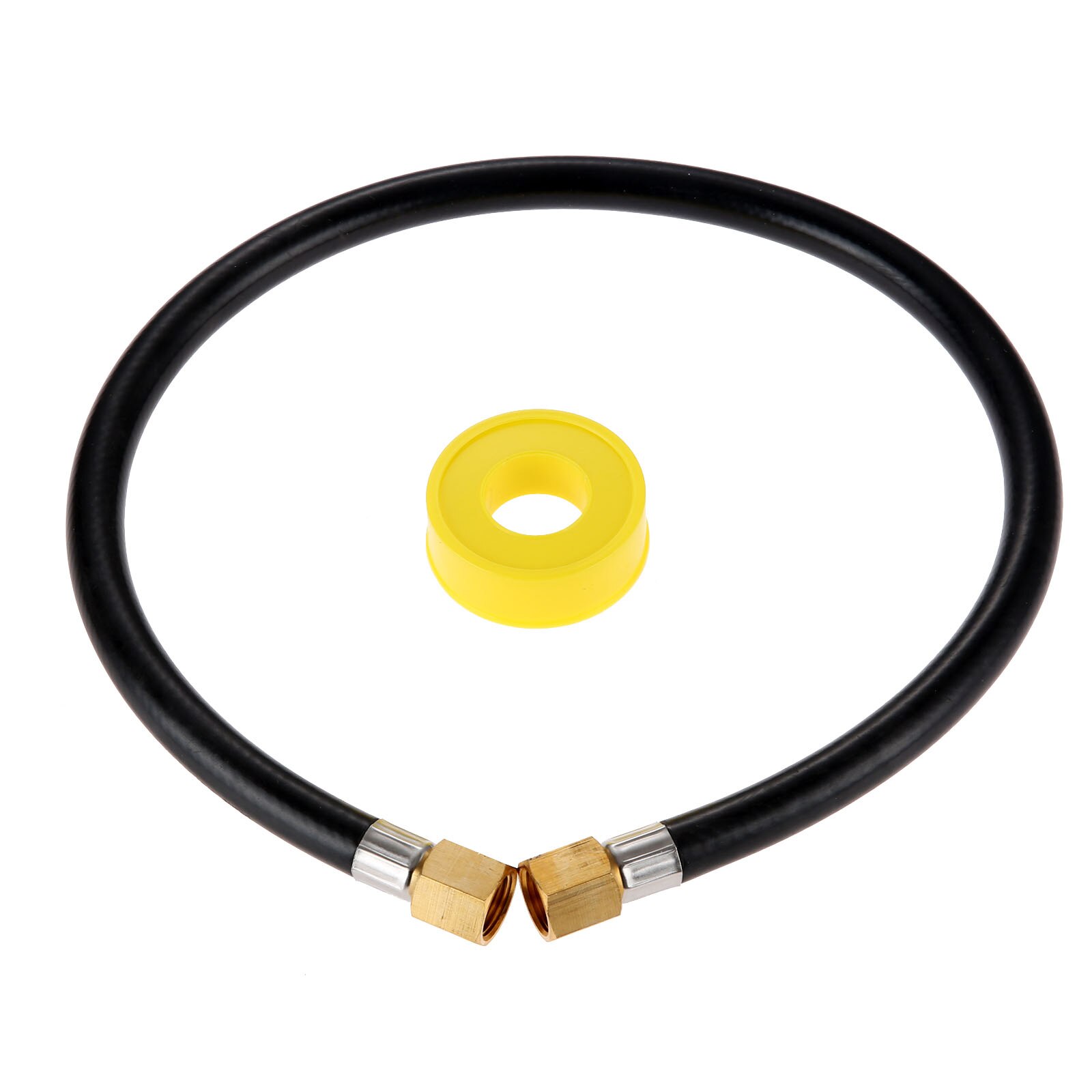 1kit 24 Inches Long High Pressure Propane Fireplace Extension Connection Hose with 3/8 Femal Flare Nuts Gas Line Tape Grill BBQ