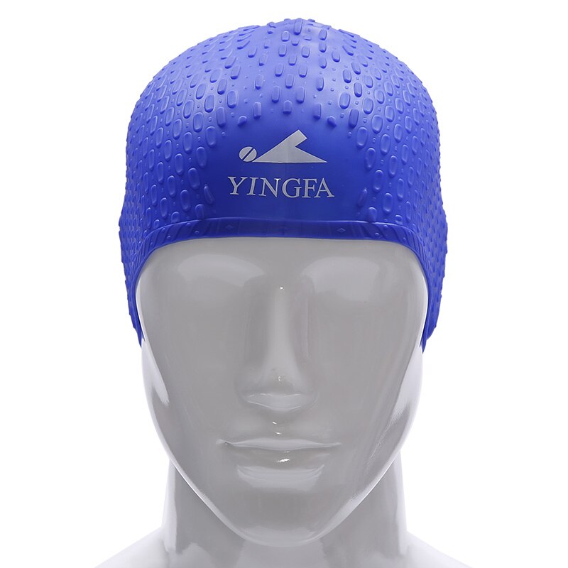 Siliconen Waterdicht Zwemmen Caps Beschermen Oren Lange Haar Sport Zwemmen Zwembad Hoed Badmuts Gratis Grootte Voor Mannen Vrouwen Volwassenen: blue