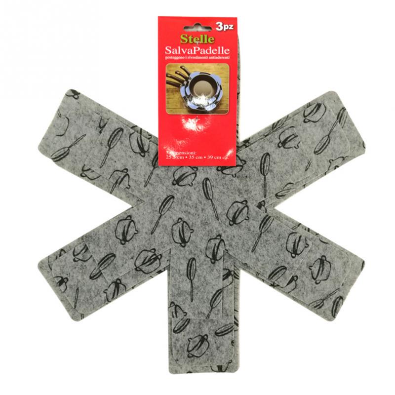 6pcs/set Pot &amp; Pan Protectors Gray Print Divider Pads to Prevent Scratching Separate and Protect Surfaces for Cookware