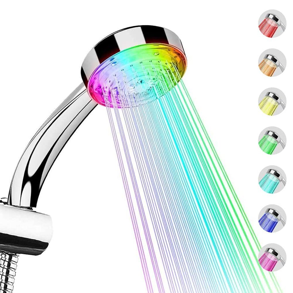 7 Kleuren Handdouche Overhandigen Led Douchekop Met Romantische Automatische Led Verlichting Voor Badkamer Hotel Douchekop: Default Title