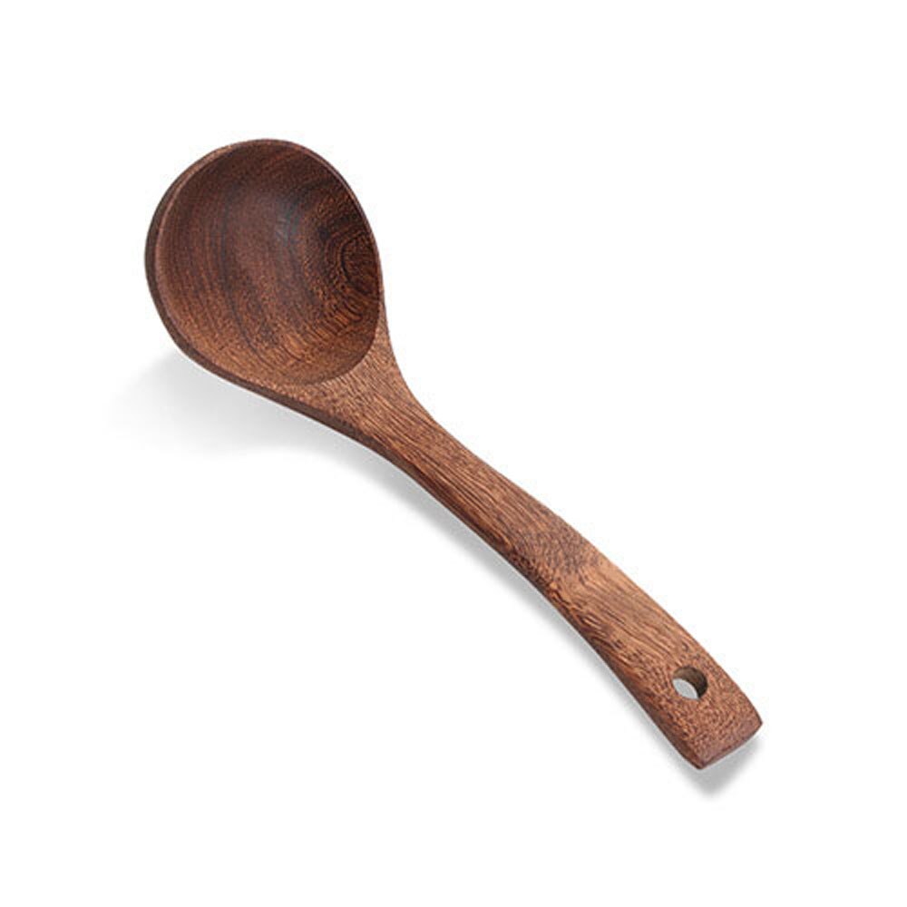 Wooden Kitchenware set Long handle Spatula Rice Scoop Vegetable Meat Cooking Shovel Mixing Spoons for Nonstick pan Kitchen Tools: D