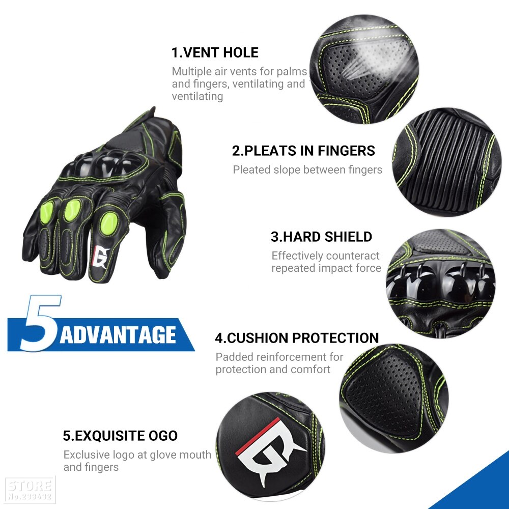 GHOST RACING Guantes de Motocicleta Guantes para motocross de verano de medio dedo Guantes para motocross de fibra de carbono Guantes de Moto transpirables