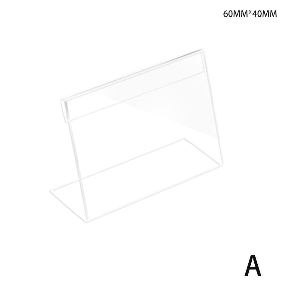 1PC 1.5mm Acrylic Clear Plastic Desk Sign Label Frame Holders Stand Card Acrylic Display Paper Frame Label Tag Holder Price Q8X6: 60X40mm