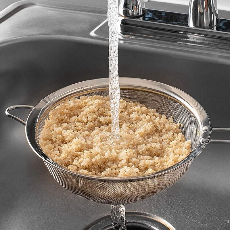 Stainless Steel Fine Mesh Strainers. Set Of 3 Graduated Sizes Strainer Wire Sieve With Insulated Handle For Kitchen