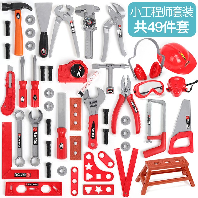 Boys Kids Toys for Children Pretend Engineer Play Tool Box Set Screwdriver Wrench Toy Electric Drill Hand Exercise 3 6 Years: 49pcs