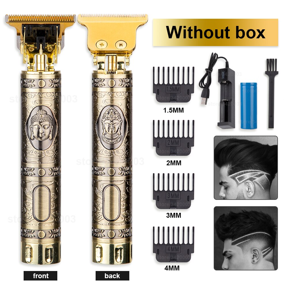 Cortadora de pelo eléctrica para hombre, afeitadora de barba de 0mm, con Máquina para cortar cabello de dragón recargable por USB: Buddha  no box
