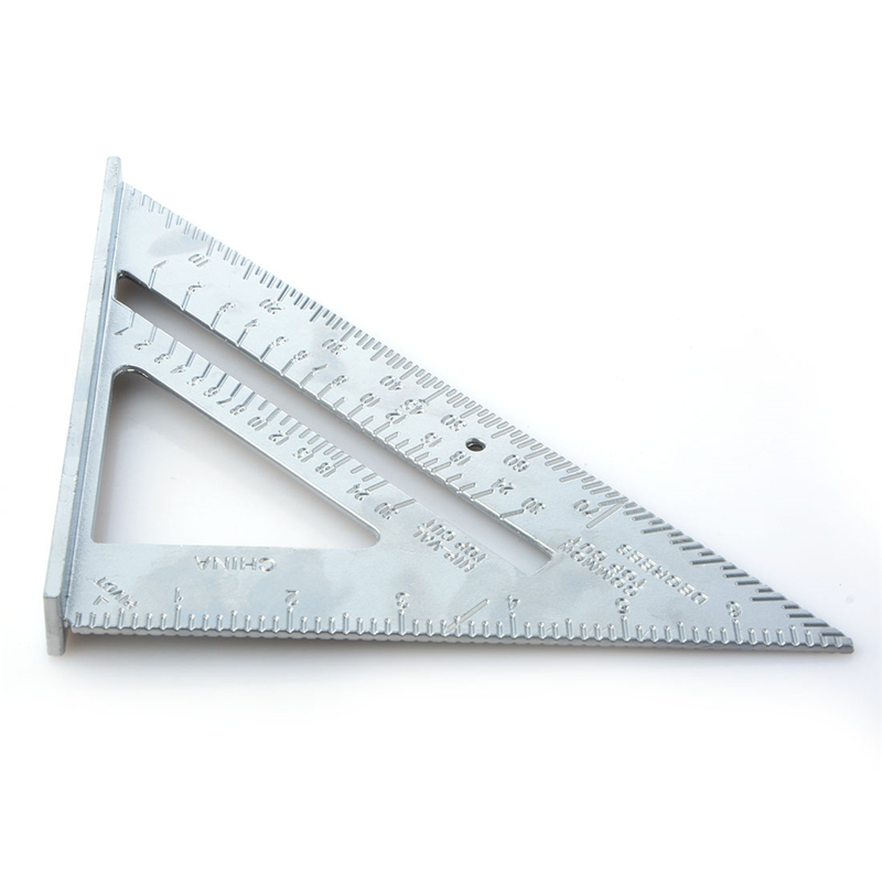 Regla triangular de aleación de aluminio de 7 pulgadas para carpintería regla triangular cuadrada de 90 grados 45 grados de pulgada métrica
