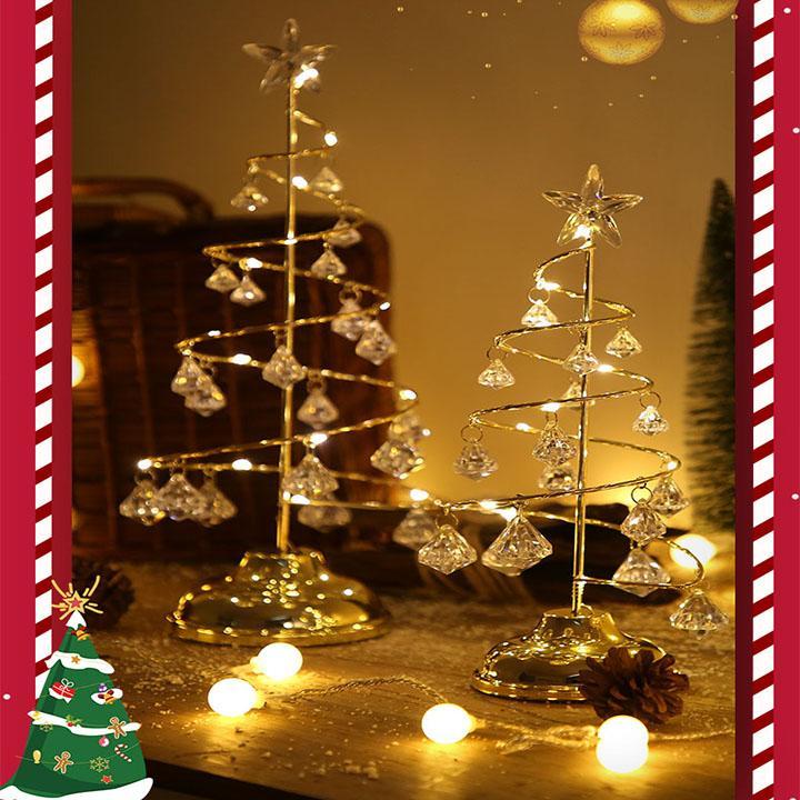 Mintiml jul glas træ lys op juletræ led bordlampe xmas dekor dekoration