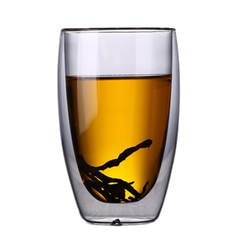 Double Wall Heat Resistant Thermo Glass Cup Insulated Tea Coffee Water Mug Transparent Clear Drinking Glasses Drinkware: 450ML