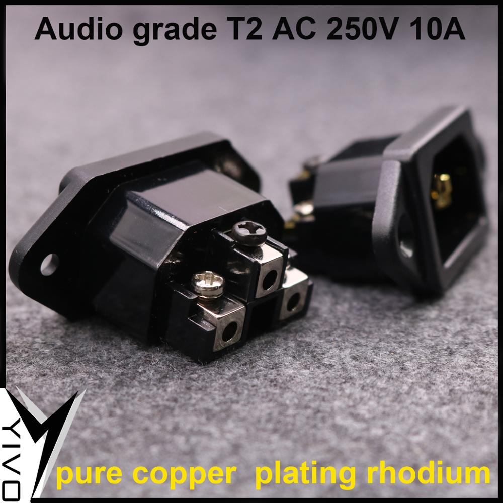 4-Piece YIVO Audio Grade T2 AC Power Socket - Brass Copper Rhodium Plated IEC Inlet Plug