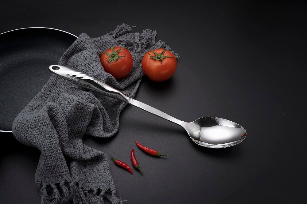 Kitchen Utensils Stainless Steel Light Luxury Spoon Ladle Skimmer Fork Potato Masher Slotted Turner Cookware Tool: Spoon