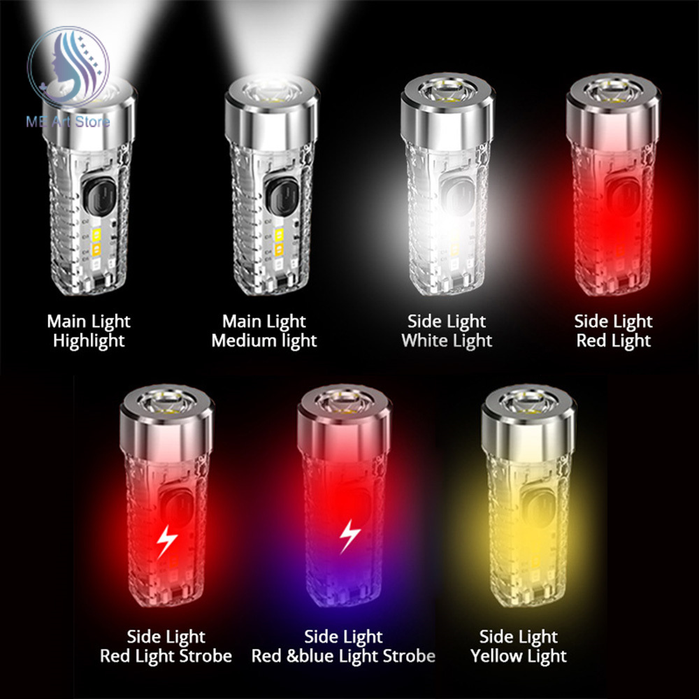 Mini Keychain Taschenlampe USB Aufladbare Multifunktions LED Lampe Wasserdichte Fluorescent Magnetic Warnung Camping Taschenlampe