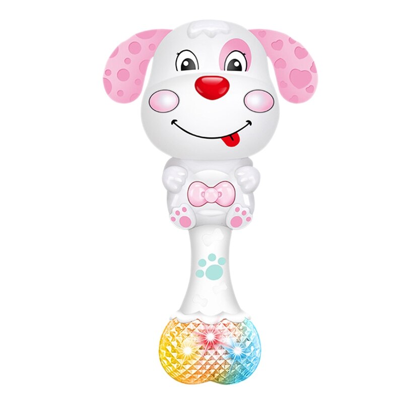 Cartoon Puppy Baby Rammelaar Met Muziek Licht Bijtring Speelgoed Trekt Baby 'S Aandacht Te Kiezen: Pink