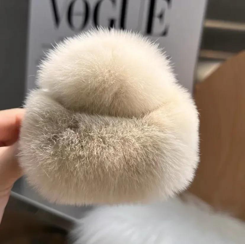 DuoShang automne et hiver loutre fourrure de lapin griffe de cheveux grand carré en peluche pinces à cheveux doux crabe pinces à cheveux femmes accessoires de cheveux: Rouge