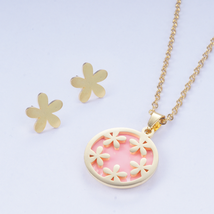 Yunkingdom conjunto de joyas corazón redondo delfín resina Acero inoxidable conjuntos de joyas COLLAR COLGANTE pendientes para mujeres