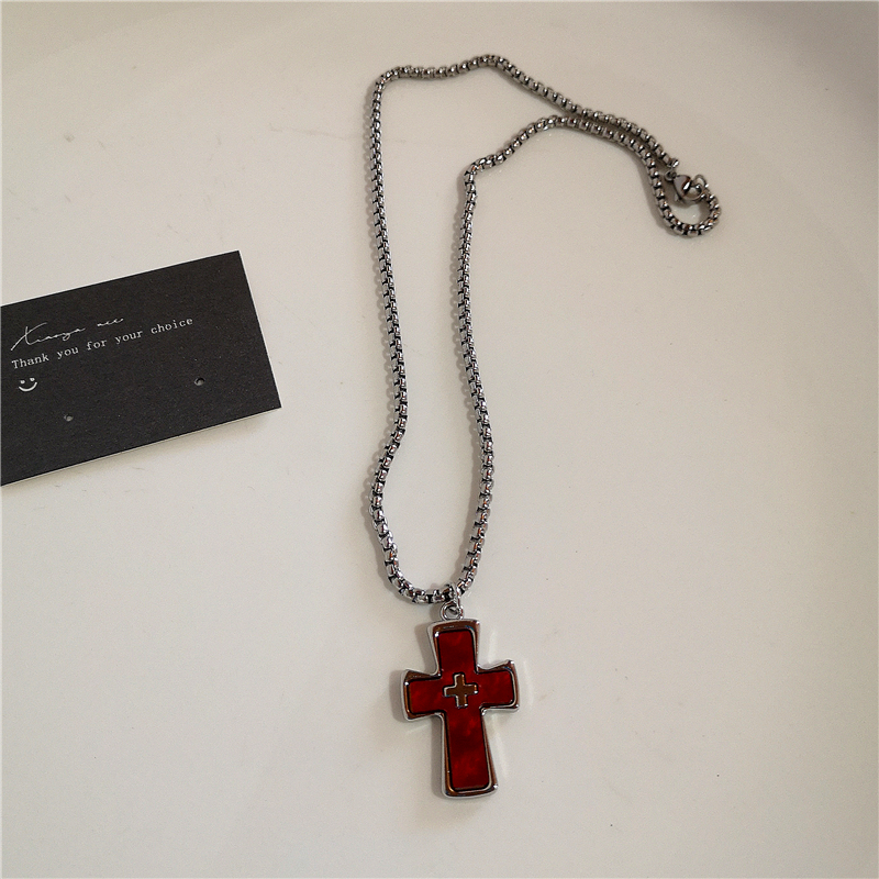 Collar con colgantes de corazón de amor y Cruz Roja Y2k para mujer y hombre, cadena de cuerda de Hip Hop, Rave, accesorios de joyería góticos de: Color amarillo dorado claro