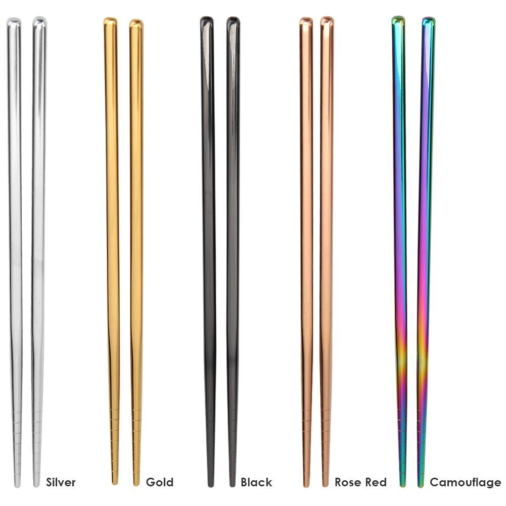 1 Pair Stainless Steel Chopsticks Metal Chop Sticks Tableware Silver Gold Multicolor Wedding Party Festival Supplies
