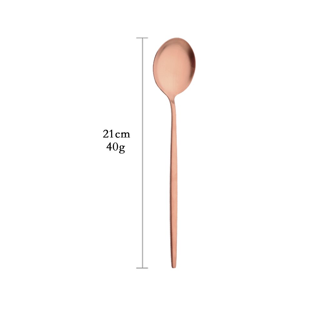 Tableware Matte Rose Gold Cutlery Set Stainless Steel Luxury Dinnerware Home Flatware Dessert Fork Tea Spoon Knife Kitchen Set: Dinner Spoon