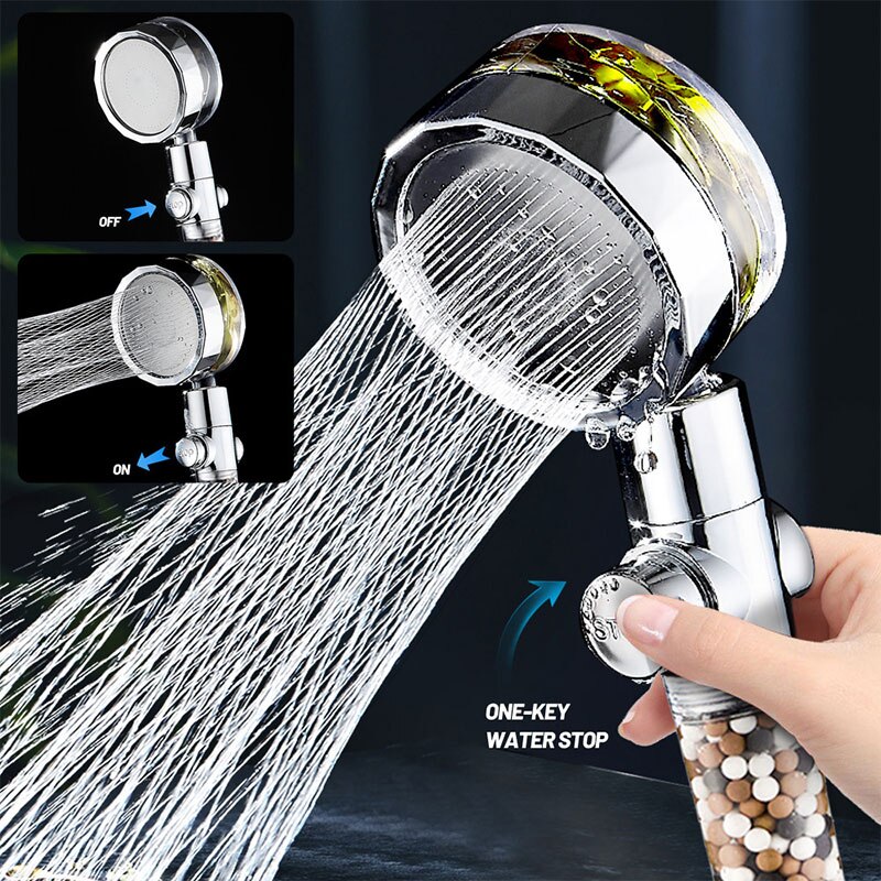 Propeller Douchekop Hoge Druk Set 360 Draaien Golden Fan Turbocharge Pure Neerslag Helix Eco Douche Waterbesparing Douche