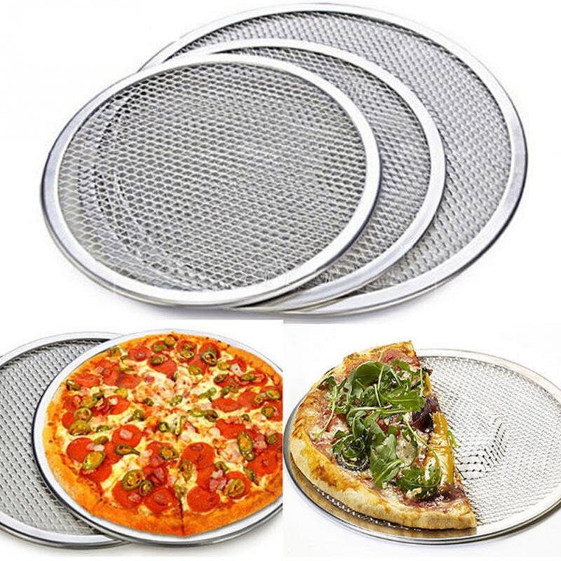 Aluminiumsnetting grill rund form pizza pai bakebrett nett kjøkken ovner sett tykkere bakverk kokeverktøy bbq tilbehør
